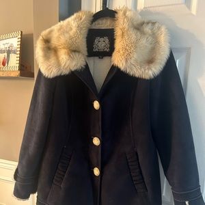 Blue faux suede coat - size large L - Esprit